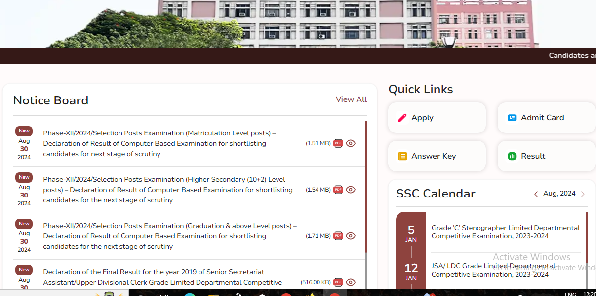 SSC Selection Post 12 Result 2024 