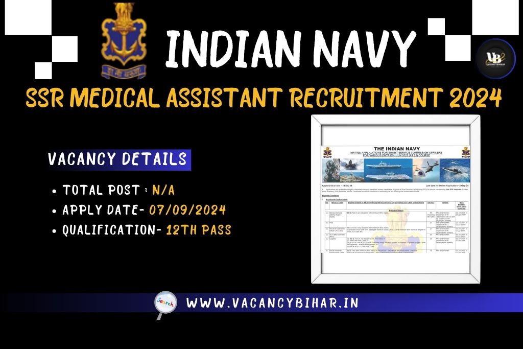 Indian Navy SSR Medical Assistant Online Form 2024