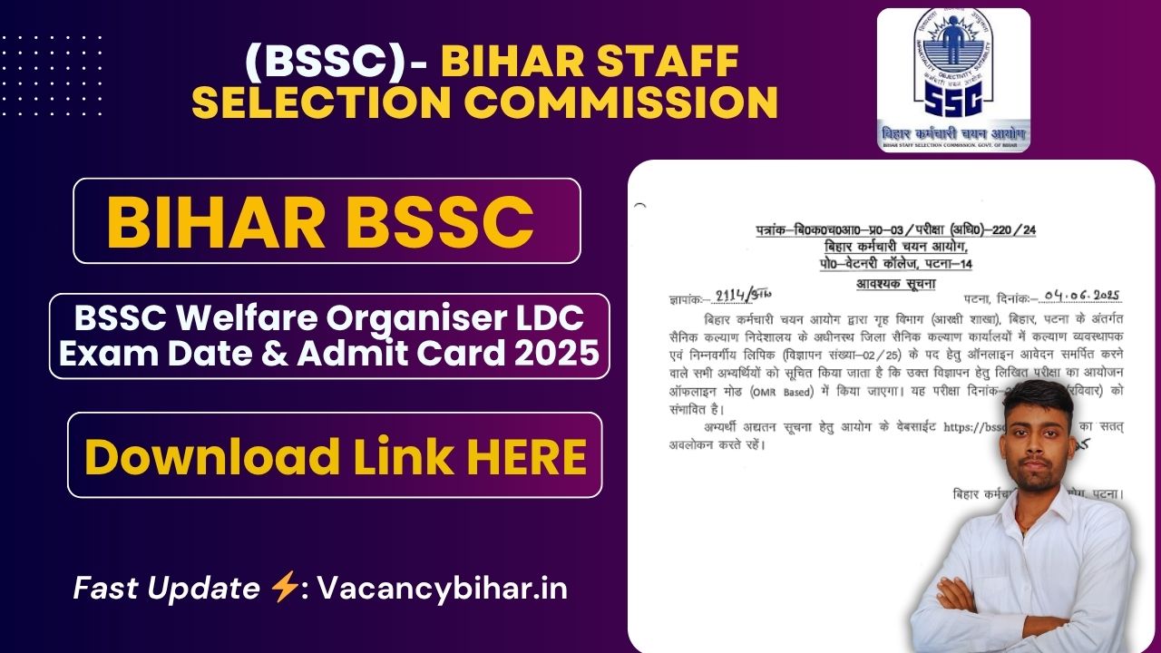 BSSC Welfare Organiser LDC Admit Card 2025