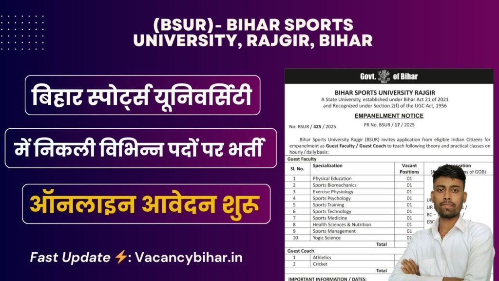 Bihar Sports University Various Posts Vacancy 2025