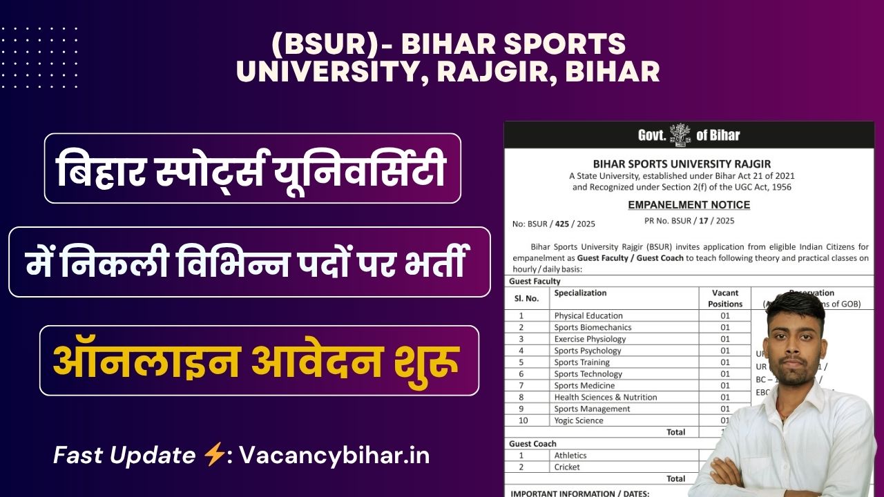Bihar Sports University Various Posts Vacancy 2025