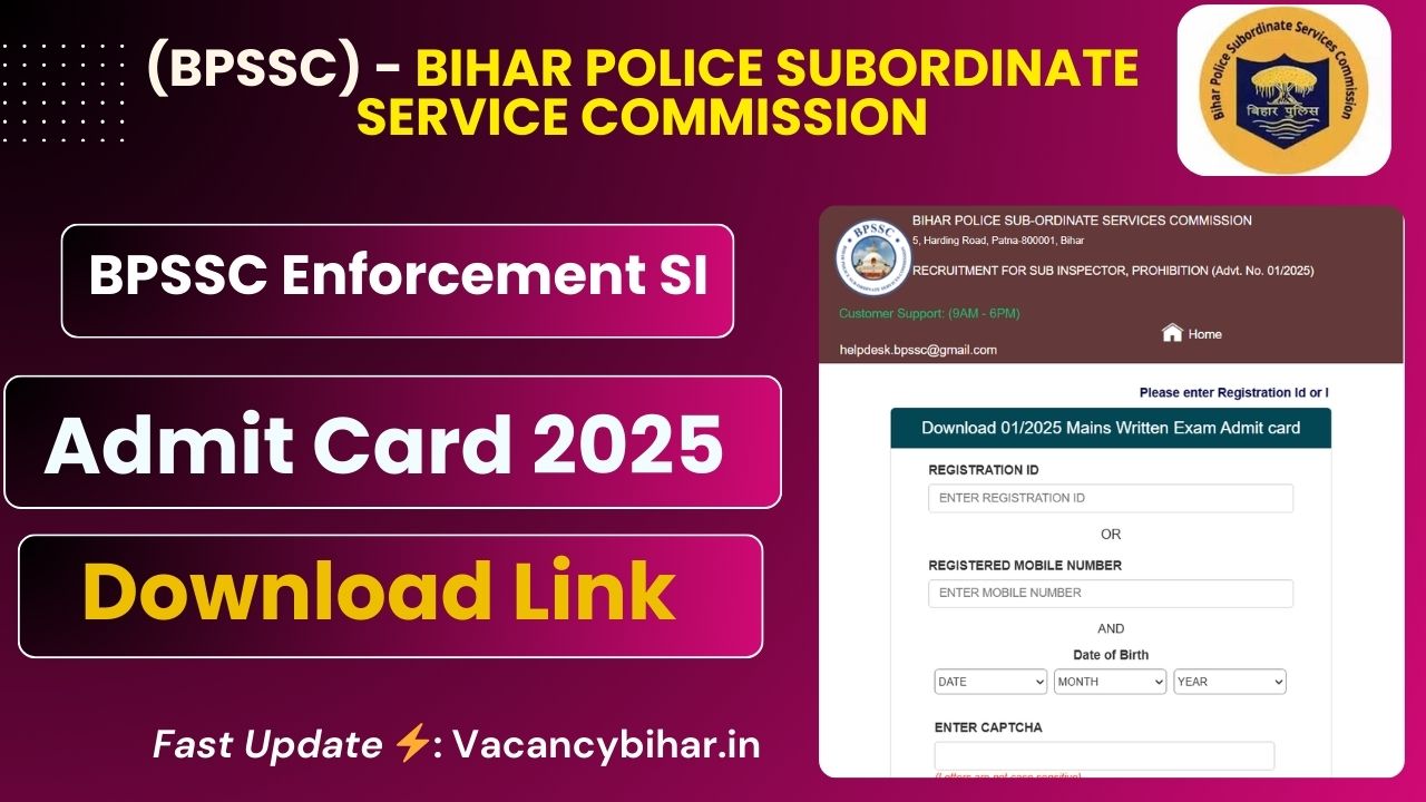 BPSSC Enforcement Sub Inspector SI Admit Card 2025