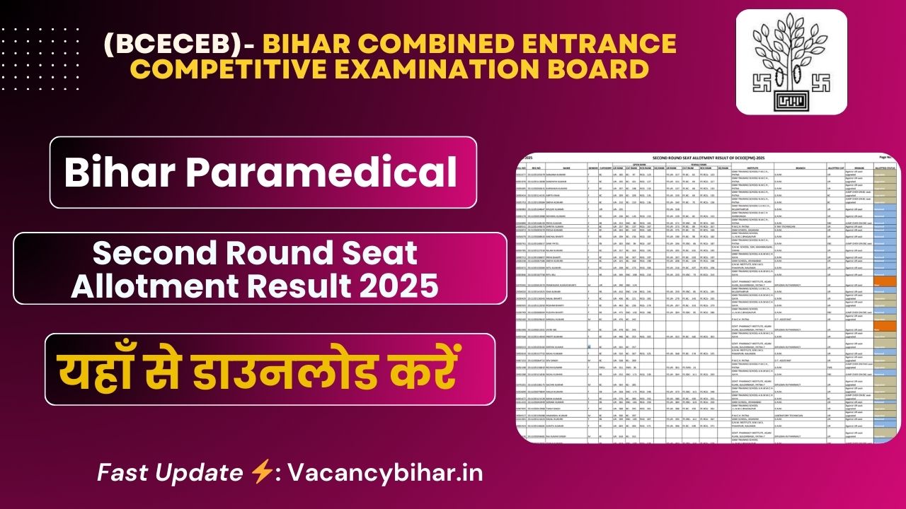 Bihar Paramedical Second Round Seat Allotment Result 2025