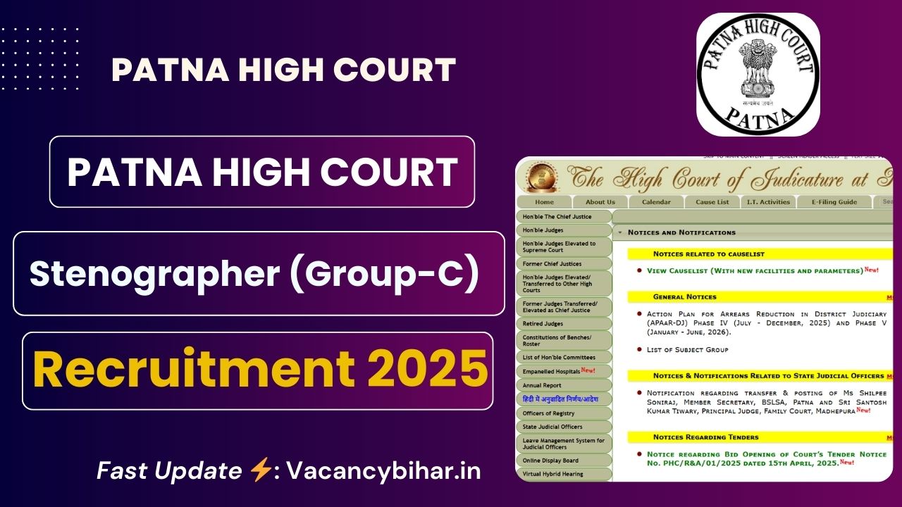 Patna High Court Stenographer Recruitment 2025