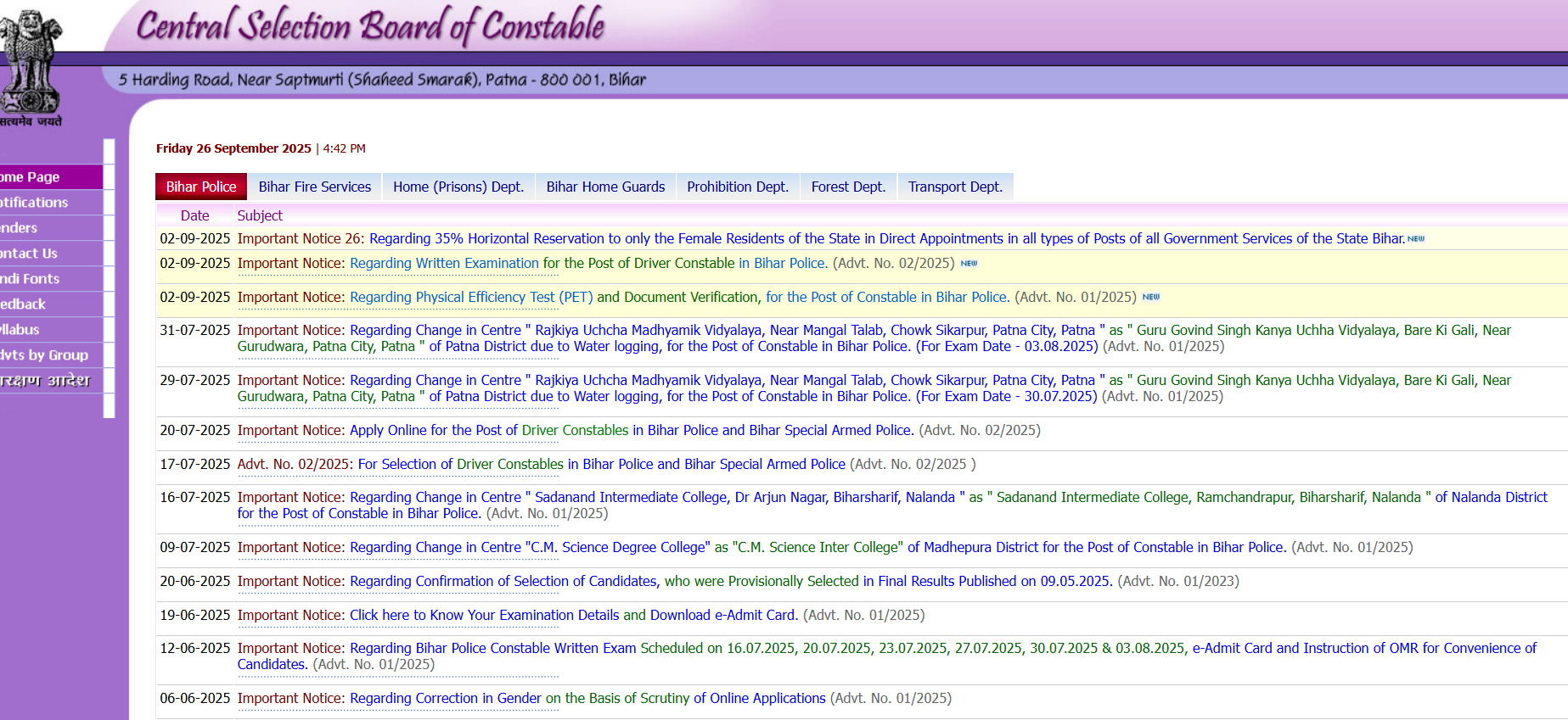 Bihar Police Recruitment 2025