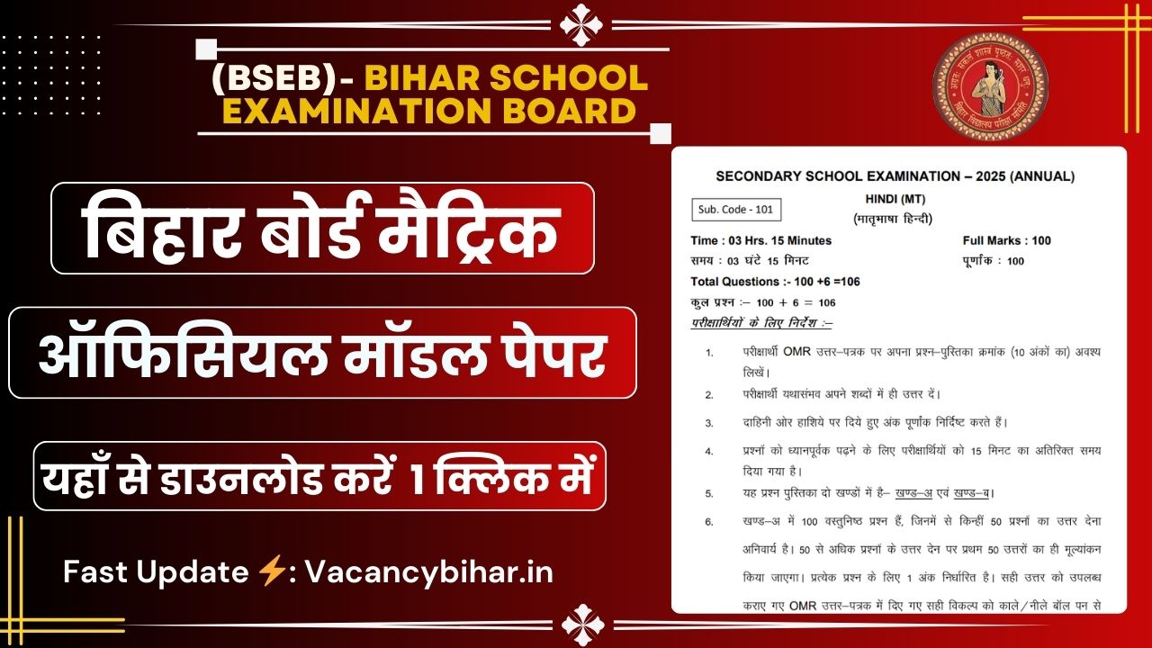 Bihar Board Matric Model Paper 2026