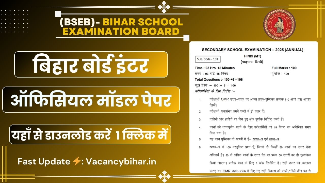 Bihar Board Inter Model Paper 2026
