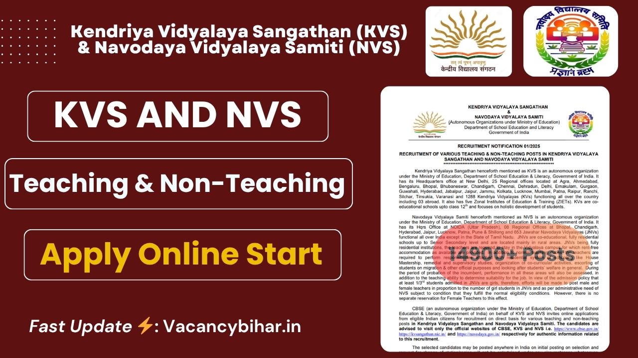 KVS and NVS Recruitment 2025